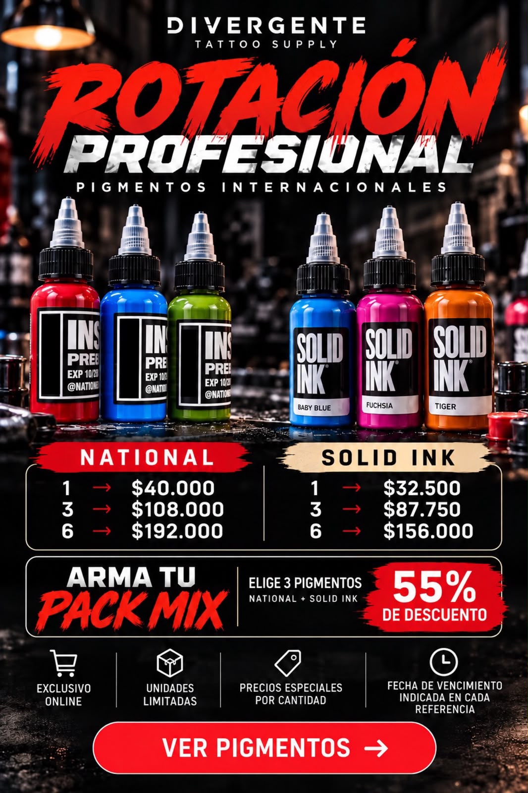 🔥 ROTACIÓN PROFESIONAL — NATIONAL Y SOLID INK